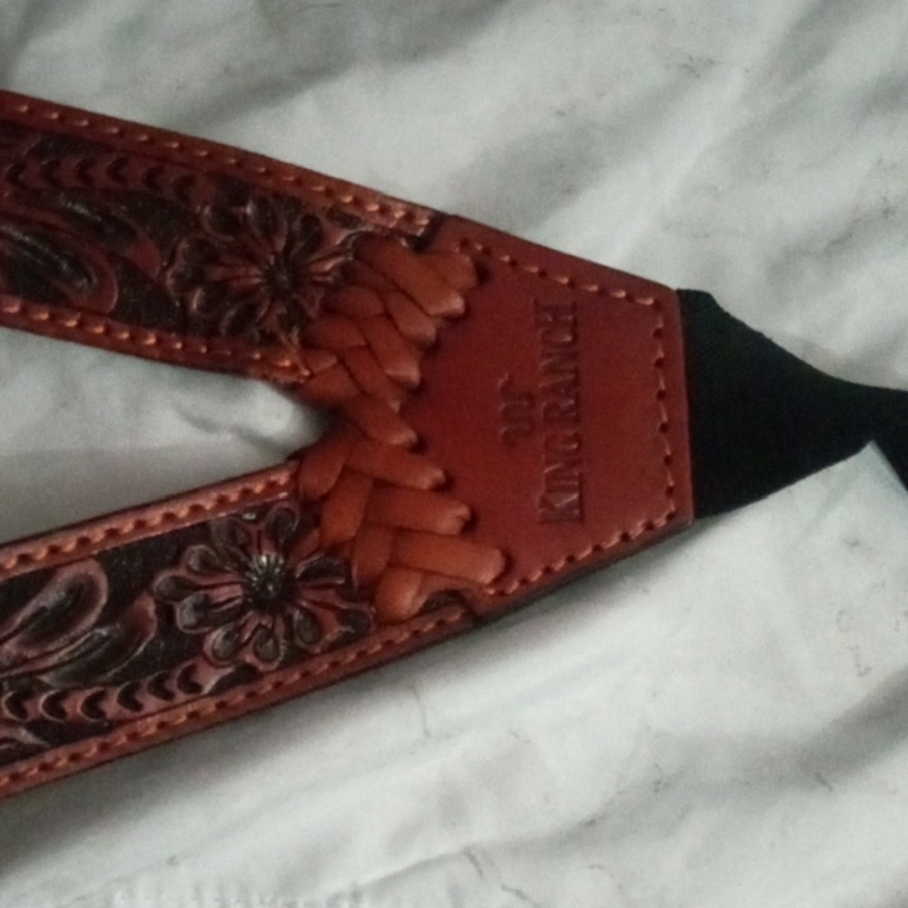 Men's Brown Leather Suspenders with Black Elastic Strap